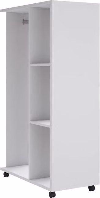 FORGEVIO Open Wardrobe Clothes Rail with Internal Shelves in White