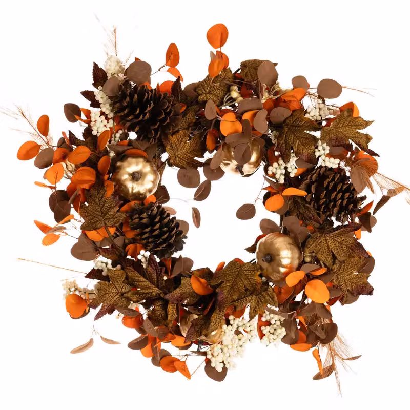 Scottish Everlastings Ltd Autumn Floral Wreath in Brown, Gold and Orange, Diameter: 45 cm – 3