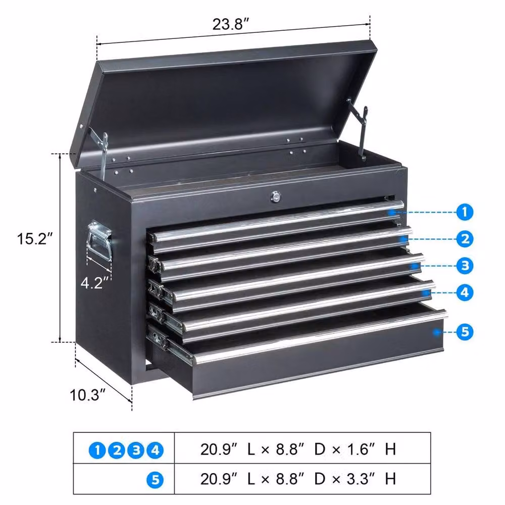 PAWNORA Lockable Steel Tool Box Cabinet in Black, W/D/H: 60.45 x 38.61 x 52.0 cm – 2