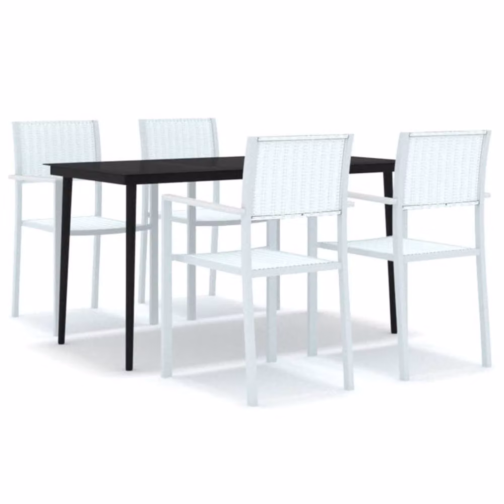 Berkfield Home Decorative 5 Piece Modern Garden Dining Set in White – 2