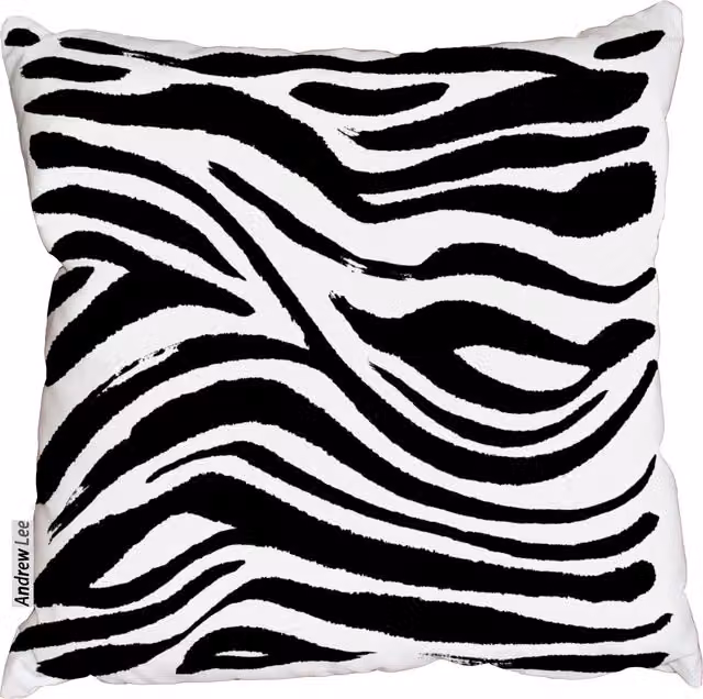 Benjamin Tate Design LTD Hand Painted Zebra Animal Print Square Cushion, Black, W: 60 cm x H: 60 cm