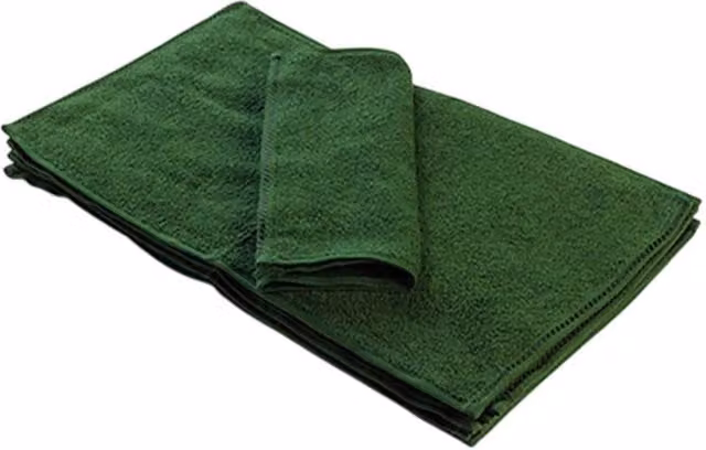 ARTG Dark Green Cotton Terrycloth Guest Towel with Border