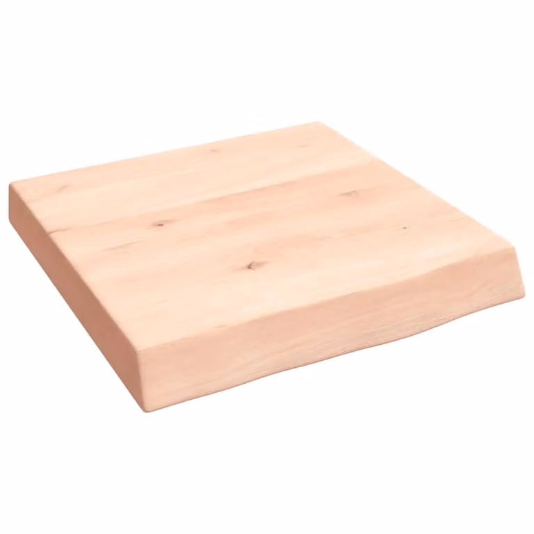 Berkfield Home Brown Untreated Solid Wood Live Edge Bathroom Countertop W/D/H: 40 x 40 x 2-6 cm