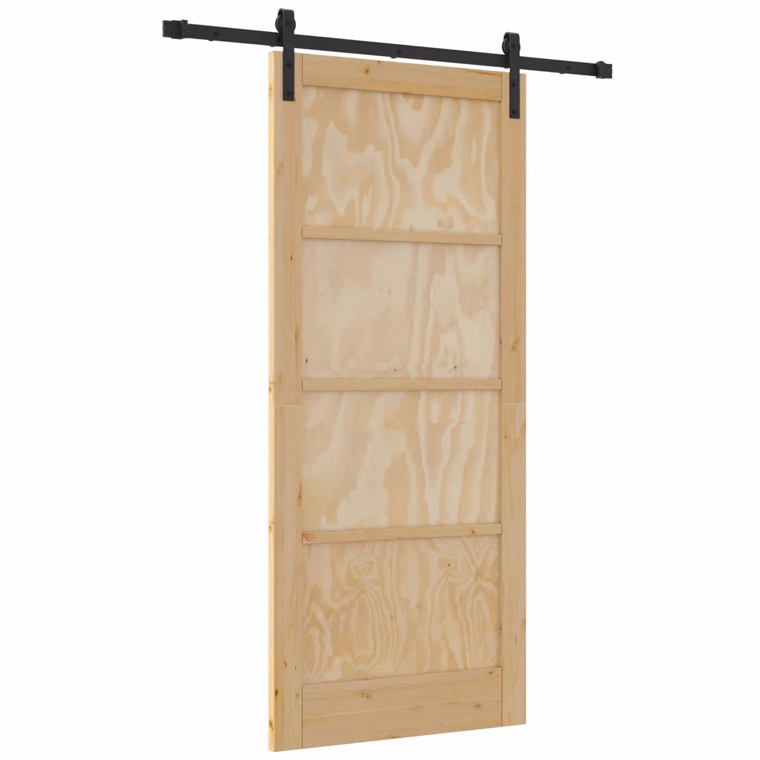Berkfield Home Modern Sliding Wood Pine Door with Hardware Set in Brown, W: 86 cm, H: 198.5 cm