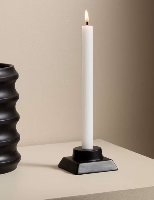 M&S x Kelly Hoppen Black Geometric Ceramic Taper Dinner Candle Holder