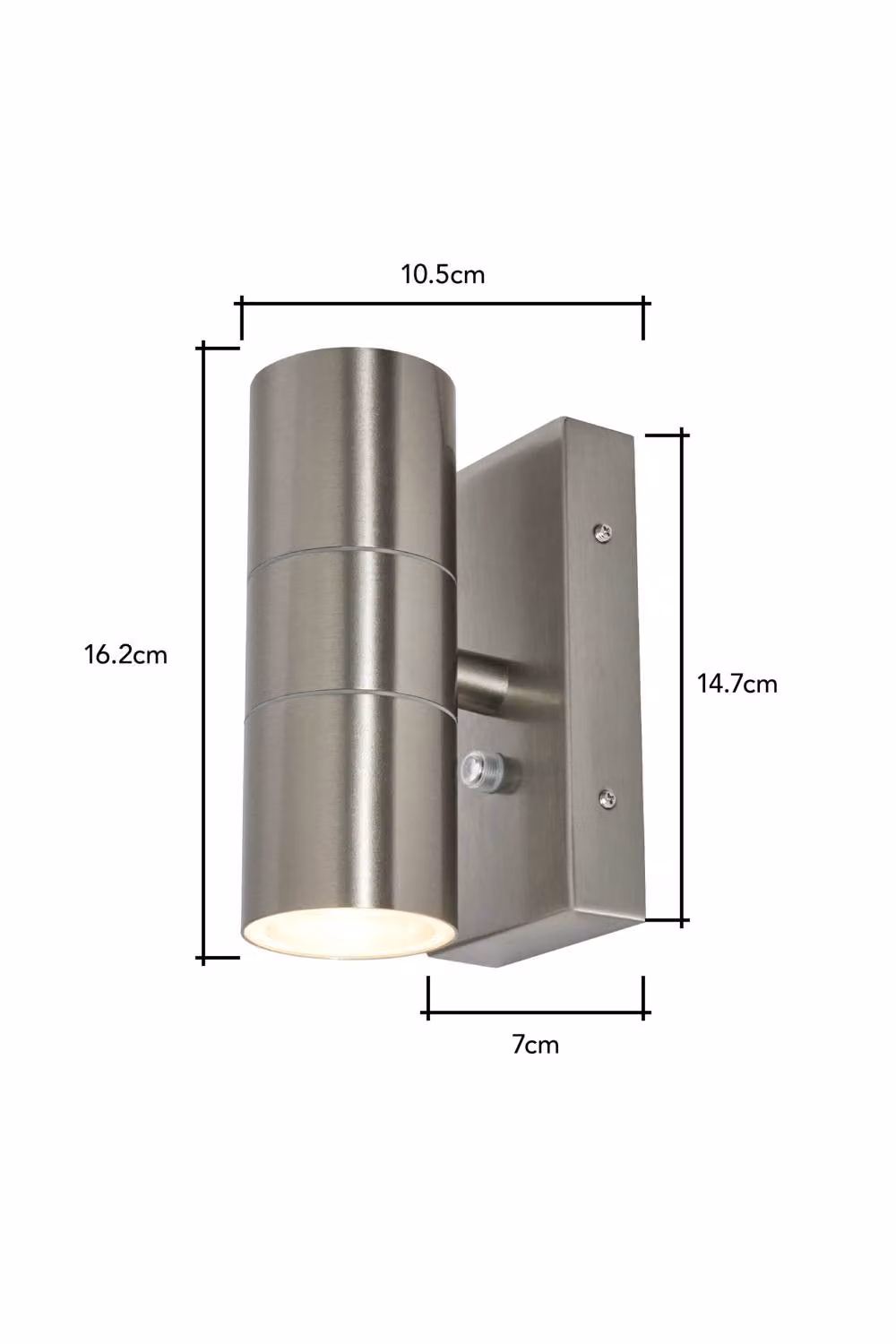 BHS Lighting Jared Stainless Steel Outdoor Up and Down Wall Light with Dusk Sensor in Silver – 2