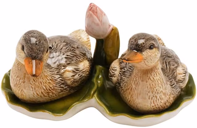 Hestia Ceramic Duckling Salt and Pepper Set in Brown with Floral Design – 2
