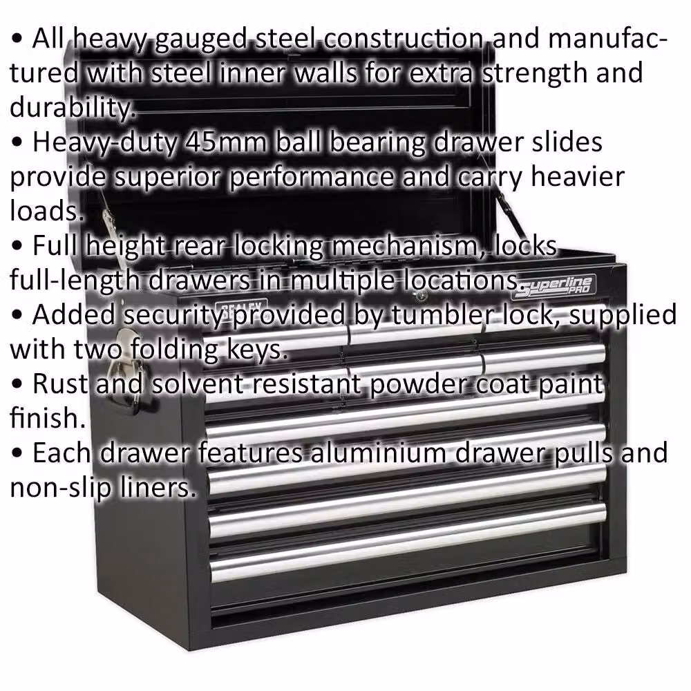 Loops 10 Drawer Lockable Tool Chest Storage Cabinet, Black, W: 66.0 cm, D: 31.5 cm, H: 48.5 cm – 2