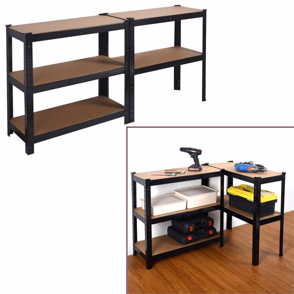 FLAVORA Heavy Duty 5 Tier Garage Shelving Unit in Black with Adjustable Metal and MDF Shelves, W/D/H: 50 x 50 x 150 cm – 4