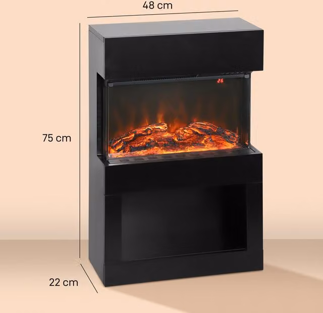 HOMCOM Electric Fireplace with 3D Flame Effect in Black