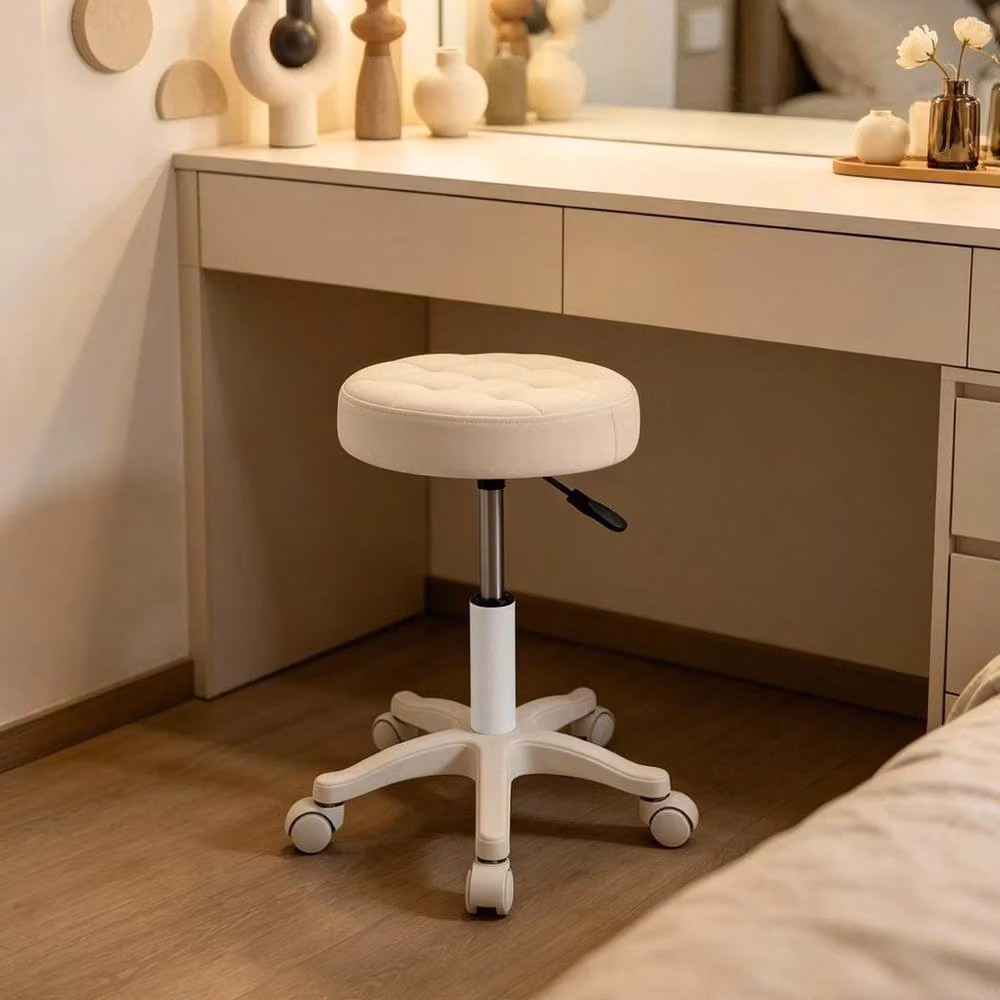 Kelvenix Height Adjustable Swivel Bar Stool in Beige Synthetic Leather – 2