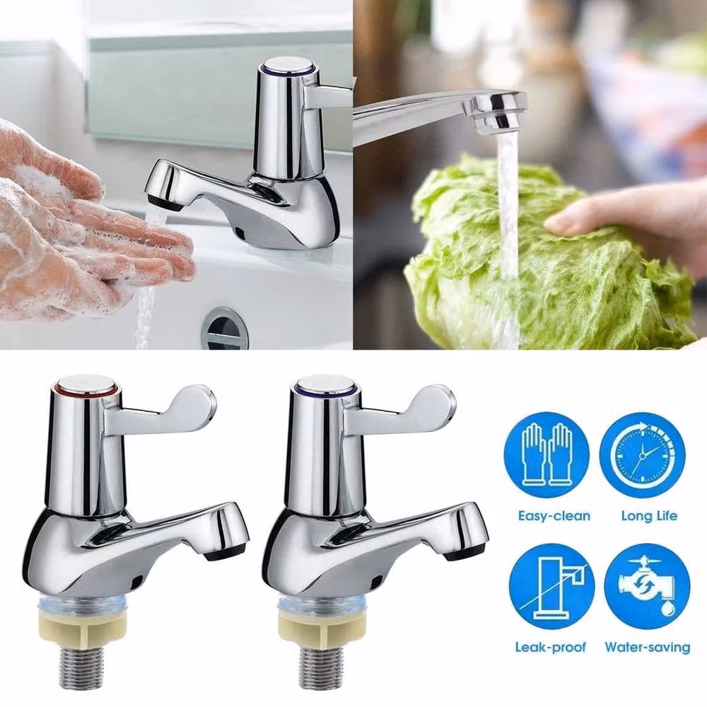 Kelvenix Pair of Chrome Brass Single Lever Bathroom Basin Taps in Silver – 4