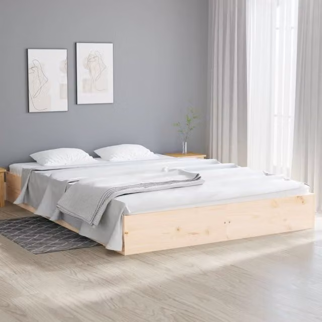 Berkfield Home Small Double Solid Wood Pine Bed Frame in Brown, W: 120 cm, L: 200 cm