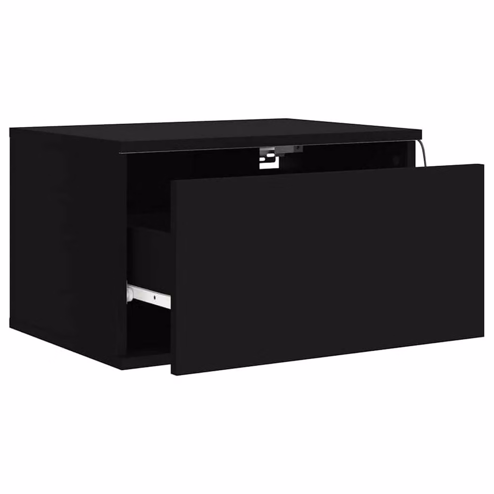 Berkfield Home Modern Wall-mounted Bedside Cabinet with Integrated LED Lights, Black, W/D/H: 50 x 30 x 36 cm – 5