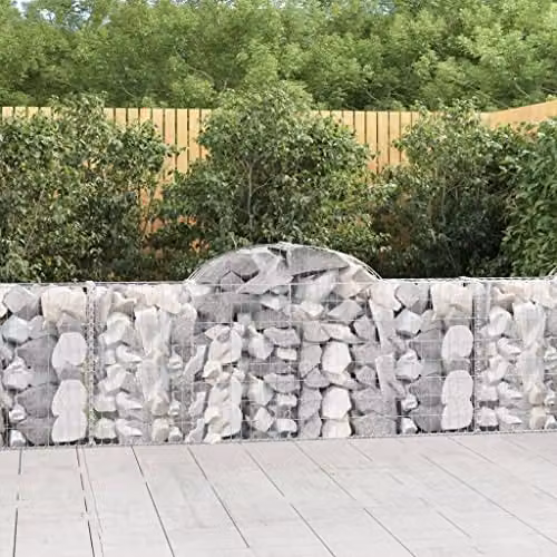 vidaXL 40-piece Arched Gabion Baskets in Silver Galvanised Steel, W/D/H: 200 x 30 x 80/100 cm – 2