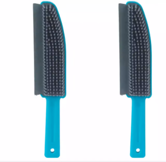 Marco Paul Rubber Brush with Scraper in Blue, Grey and Turquoise