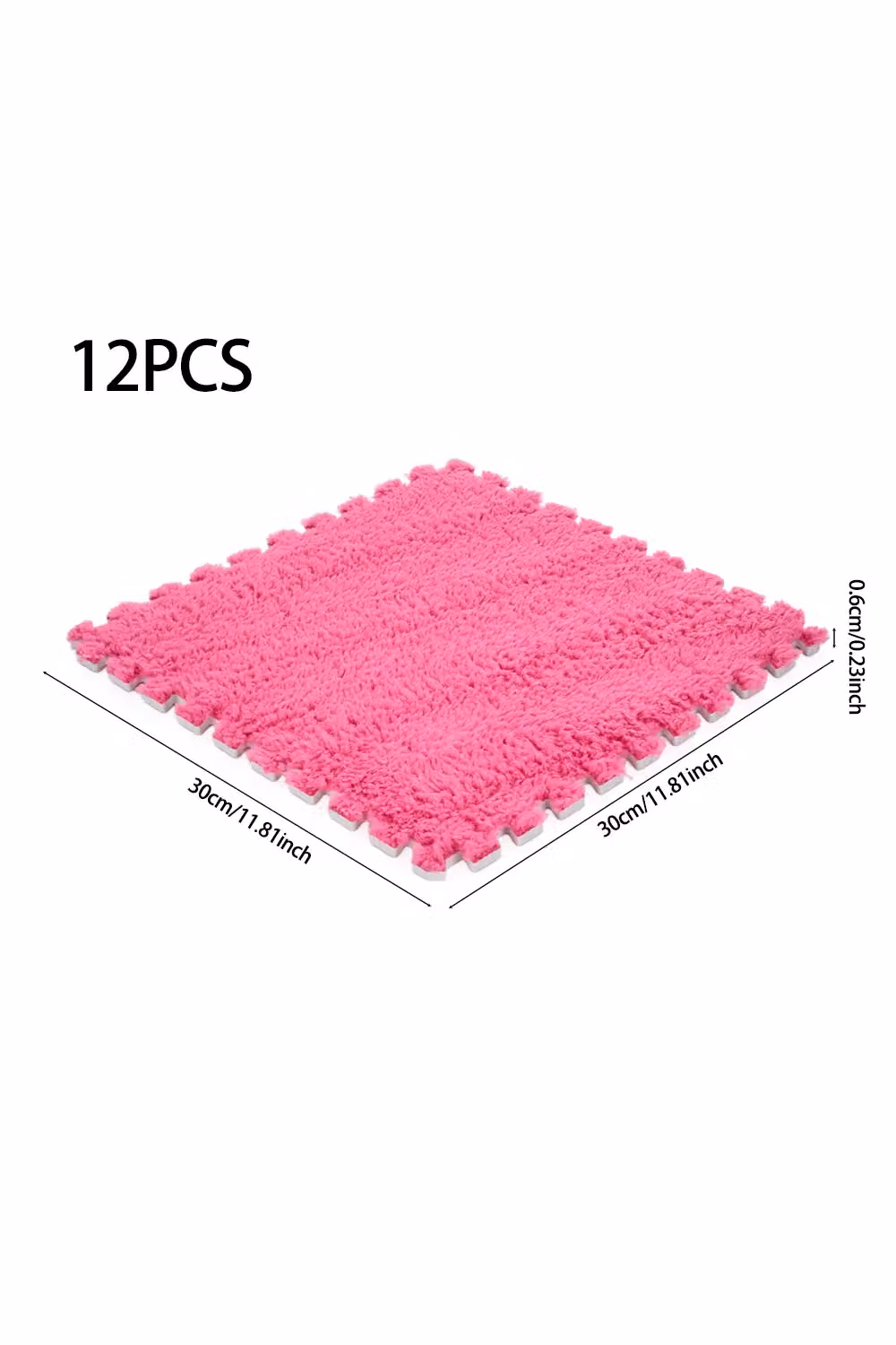Living and Home 12-Piece Interlocking Plush EVA Floor Tiles in Pink – 3