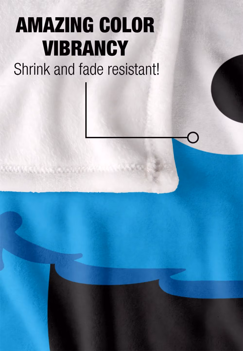 LOGOVISION Sesame Street Cookie Monster Face Super Soft Fleece Throw Blanket in Blue and White, W/D/H: 152 x 127 cm – 6