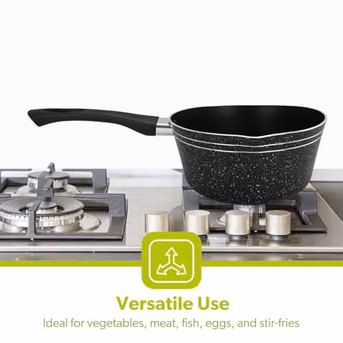 Royalford Non-Stick Multipurpose Saucepan with Pouring Spout, Black, Diameter: 18 cm – 7