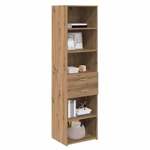 vidaXL Modern Highboard in Artisan Oak, Brown, W/D/H: 50 x 42.5 x 185 cm