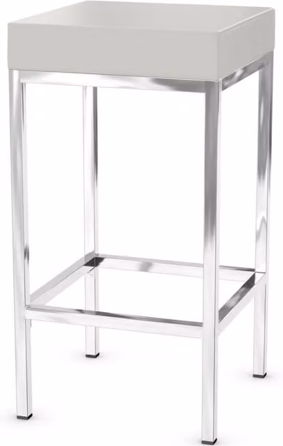 netfurniture Ernest Modern Kitchen Bar Stool with White Synthetic Leather Padded Seat and Chrome Metal Frame