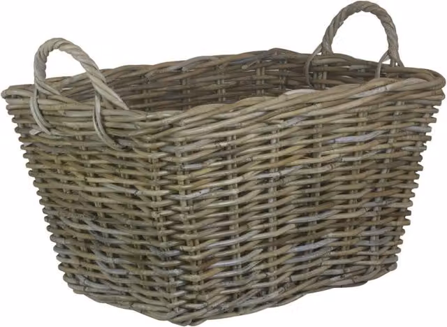 Red Hamper Rectangular Grey Rattan Floor Storage Basket, Width: 58 cm