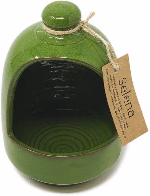 Verano Spanish Ceramics Selena Glazed Hand Dipped Ceramic Salt Pig - Green
