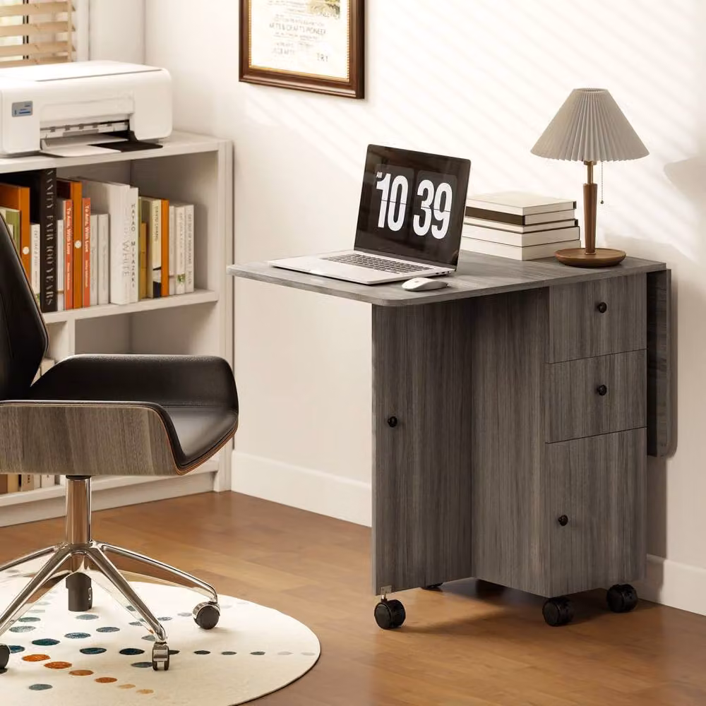 Wyld Haus Todiralo Grey Drop Leaf Dining Table with Built In Storage for 6, W/D/H: 120 x 60 x 76.5 cm – 9