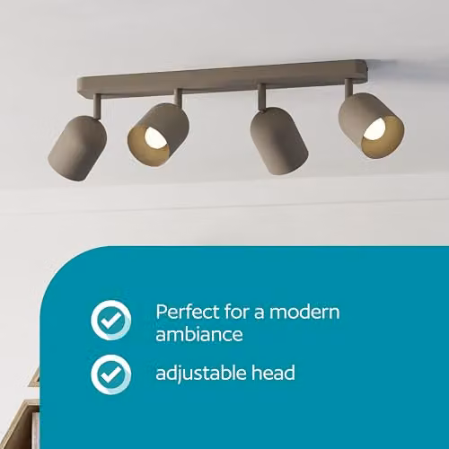 Eglo Tilston Minimalist 4-Light Ceiling Spotlight Bar in Sand Beige – 2
