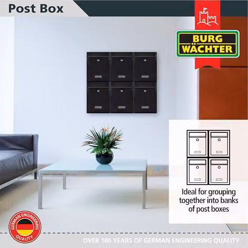 Burg-Wächter MB19S Trent Wall Mounted Lockable Weatherproof Steel Post Box, Silver W/D/H: 26 x 34 x 9 cm – 5