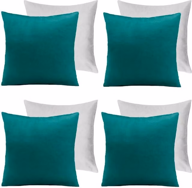 OHS Set of 4 Matte Velvet Cushion Covers in Petrol Blue, W/D/H: 45 x 45 x 45 cm