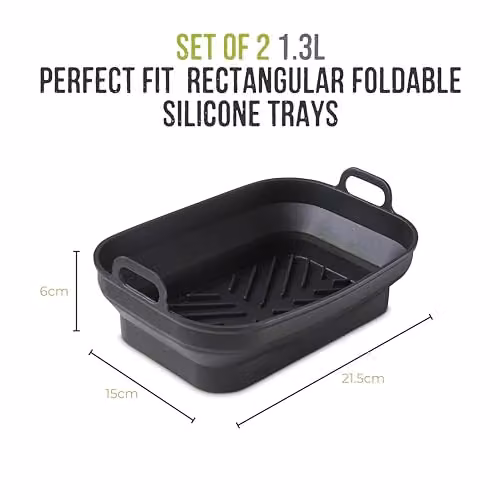 Tower Set of 2 Black Rectangular Foldable Silicone Loaf Tins – 9