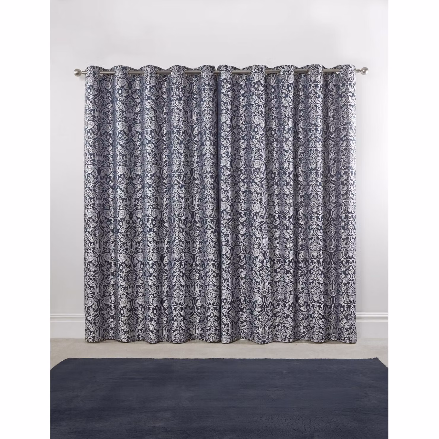 NewEdgeBlinds Blue Opaque Eyelet Jacquard Fabric Curtains – 2