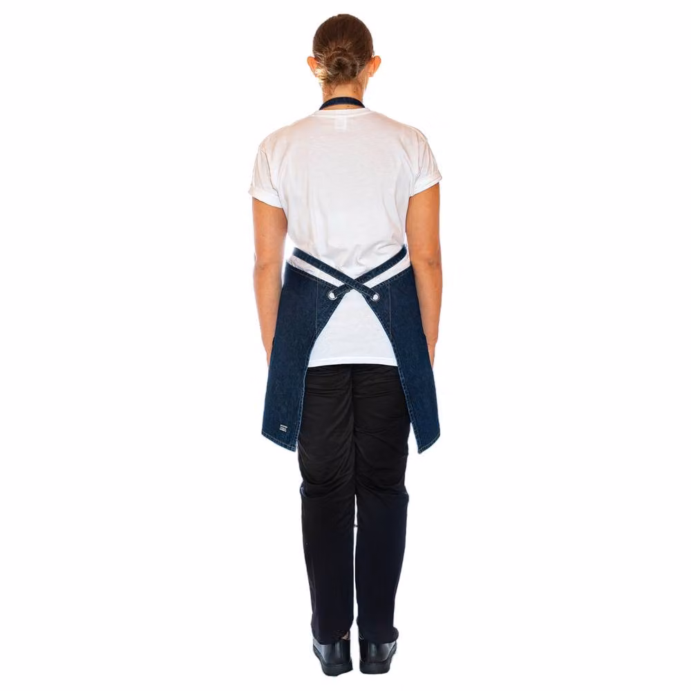 Le Chef Utility Washed Denim Bib Apron in Indigo Blue – 2