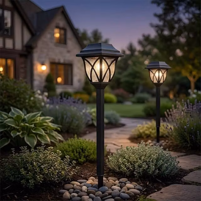 Milagro Solar Garden Lantern with Dusk Sensor, Warm White 3000K, IP44, Black – 1