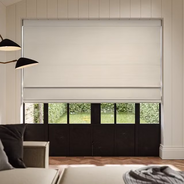 Ante Decor Virtus No Joins Soft Dim Out Made To Measure Roman Blind in Pearl White