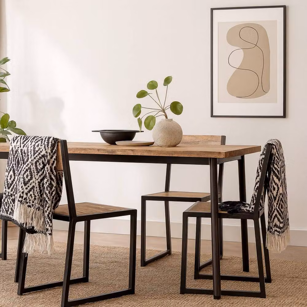 Wyld Haus Set of 2 Industrial Mango Wood and Metal Dining Chairs in Brown and Black – 2