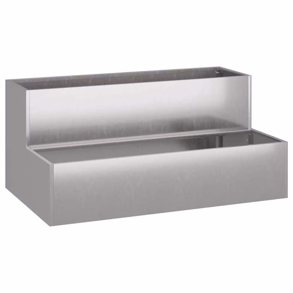 Berkfield Home Modern 2-Tier Garden Planter in Silver Stainless Steel, W: 100 cm, D: 60 cm, H: 45 cm – 3