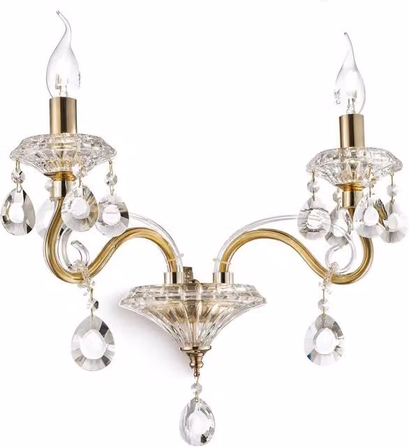 Ideal Lux Negresco 2 Light Indoor Candle Wall Light in Gold/Brass