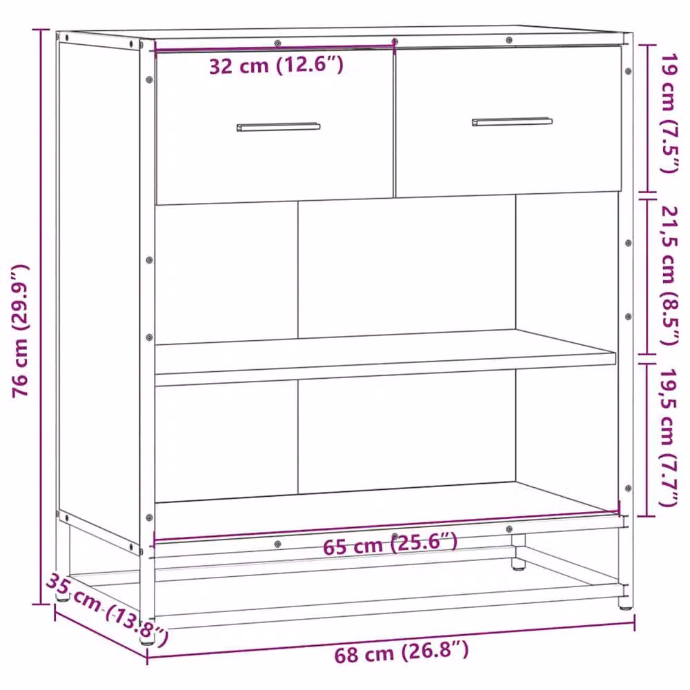 Berkfield Home Brown Oak Sideboard, W/D/H: 68 x 35 x 76 cm – 6
