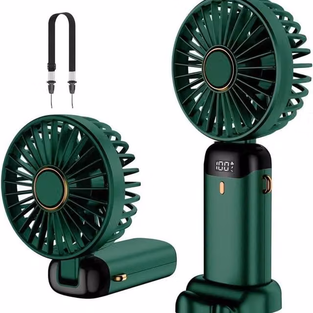 Dyzi Rechargeable Mini Handheld Plastic Fan in Green
