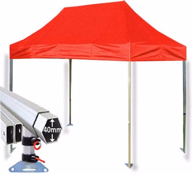 Crocodile Trading Ltd Extreme 40 Instant Shelter Pop Up Gazebos, Red, W: 4.5 m, D: 3 m