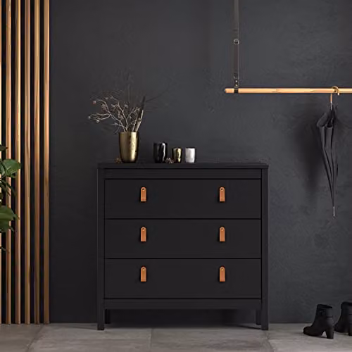 Furniture To Go Barcelona Matt Black Wood Chest of 3 Drawers – 5