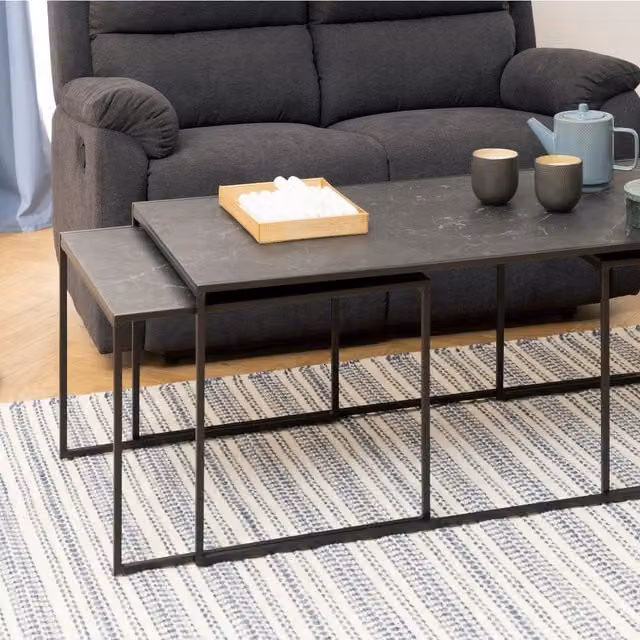 Furniture To Go Infinity Square Coffee Table Set of 3 in Matt Black