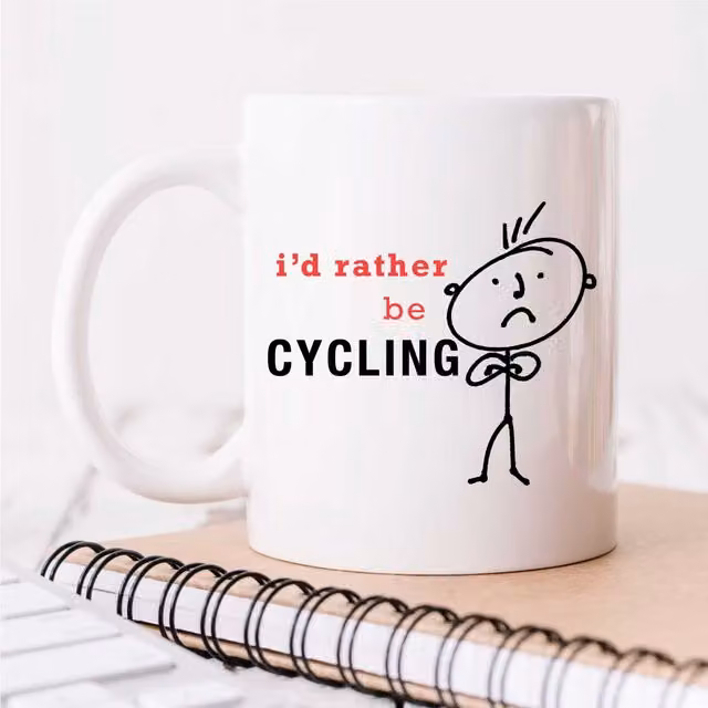 60 Second Makeover Mens I'd Rather Be Cycling Ceramic Mug, White, 11oz