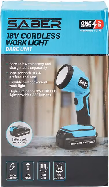 Saber 18V One Battery Work Light Bare Unit in Blue
