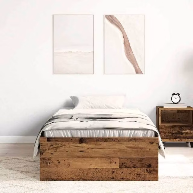 Berkfield Home Durable Rustic Bed Frame in Brown, W/D/H: 190 x 75 x 35 cm – 1