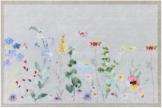 The Rug Shop UK Modern Floral Easy Care Machine Woven Mat, Multicolour, W: 50 cm x L: 75 cm