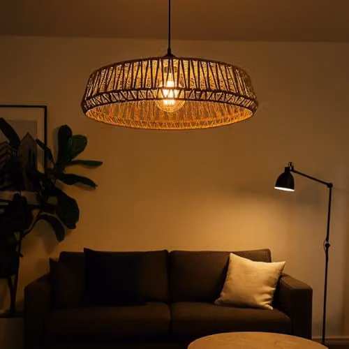 CGC Lighting Natural String Round Woven Easy Fit Lampshade in Beige, Diameter: 50 cm – 3