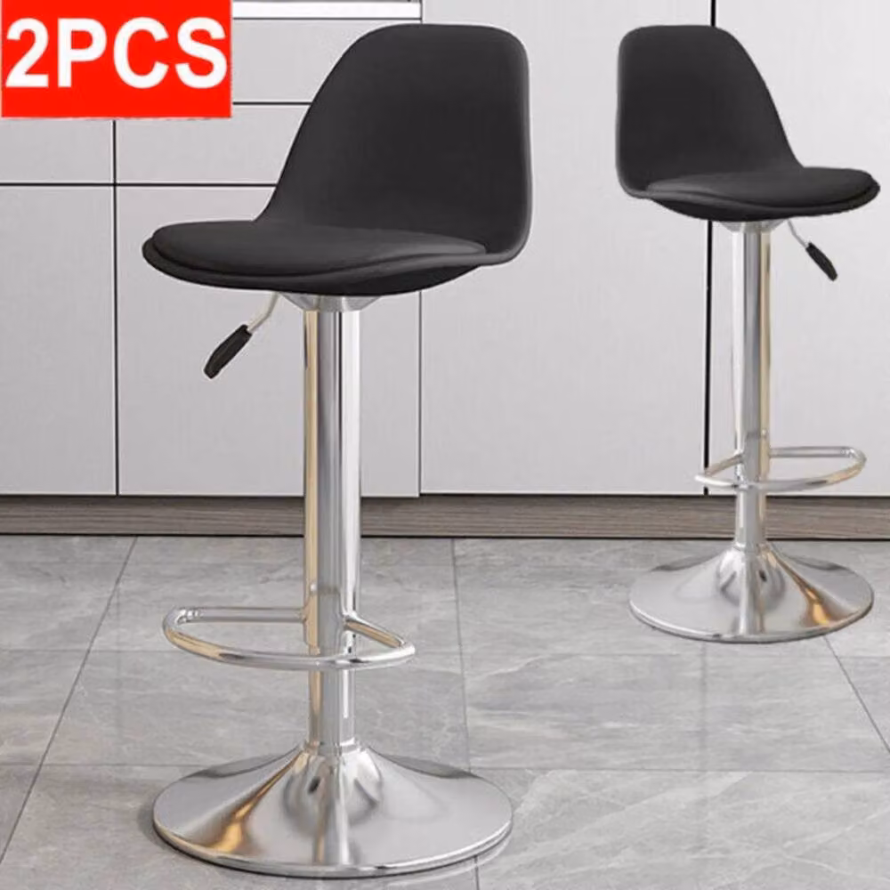 EONLION Set of 2 Adjustable Height Metal Bar Stools in Black – 5